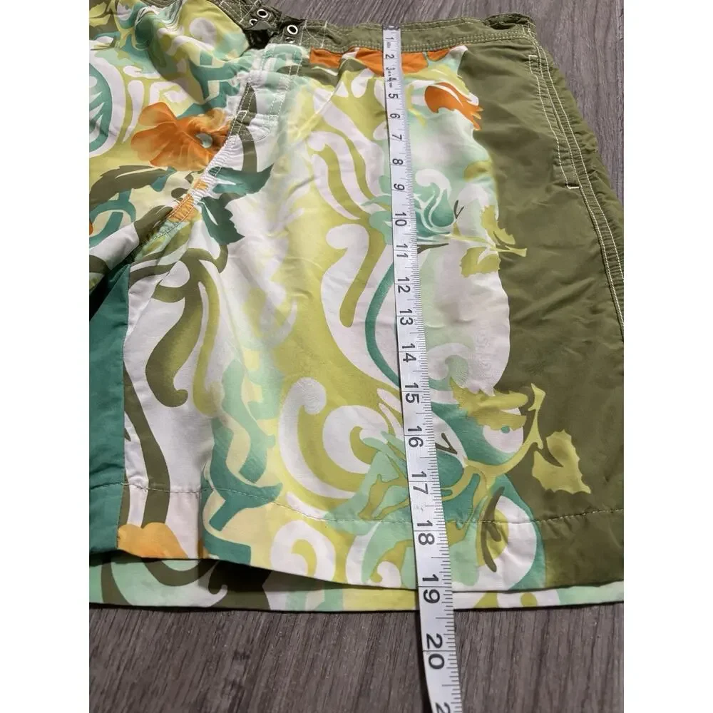 Tommy Bahama Swim Trunks Men’s Size L Green Orange White Floral Lined Pockets
